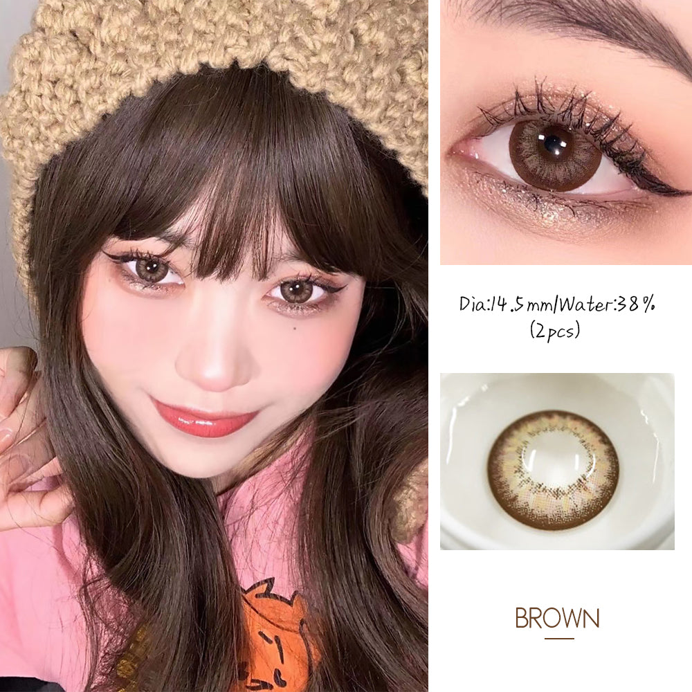 Ihomed  2pcs/pair 4 Tone Colored Eye Contact Lenses 0-800 Degrees Year Toss Beautiful Eye Color Lens