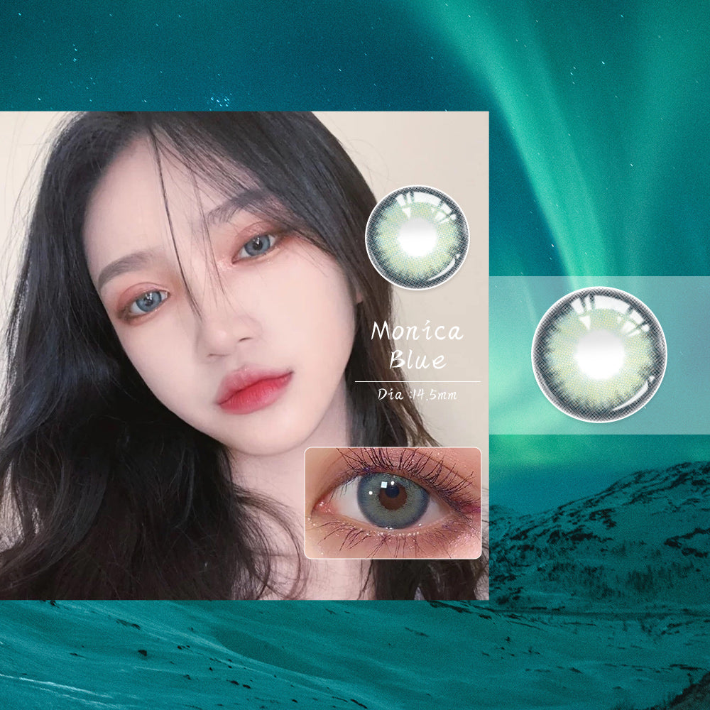 Ihomed 2pcs/pair Natural Lenses 3 Tone Monica Series Contact Lenses Colored Lenses for Eyes Eye Contacts Yearly Use(DIA:14.5mm)