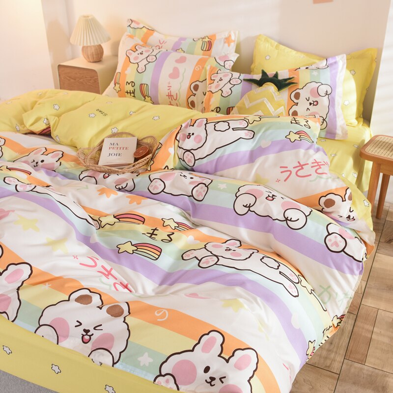 Ihomed Anime Bedding Bedding Set  of Sheets Bed 90 2 People' Bed Adornment...king Bedding Set Bedspread on The Bed 220