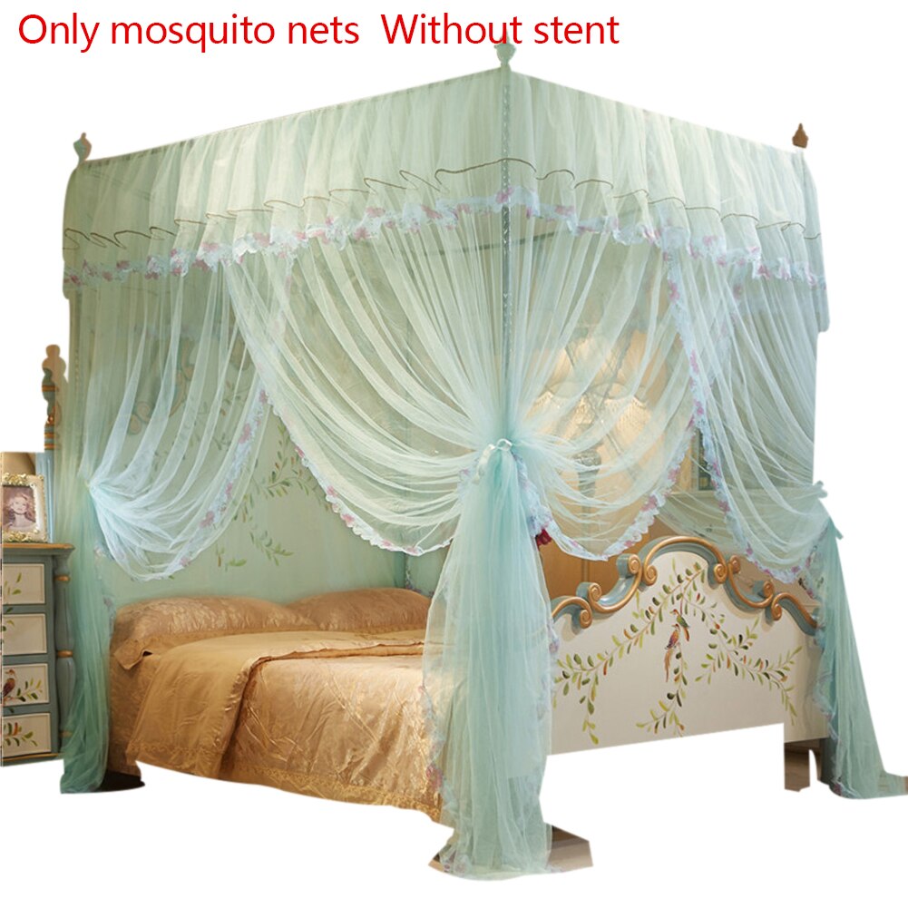 Ihomed 1.5*2 M European Style 4 Corner Post Romantic Princess Lace Canopy Mosquito Net No Frame for Twin Full Queen King Bed Netting Bedding