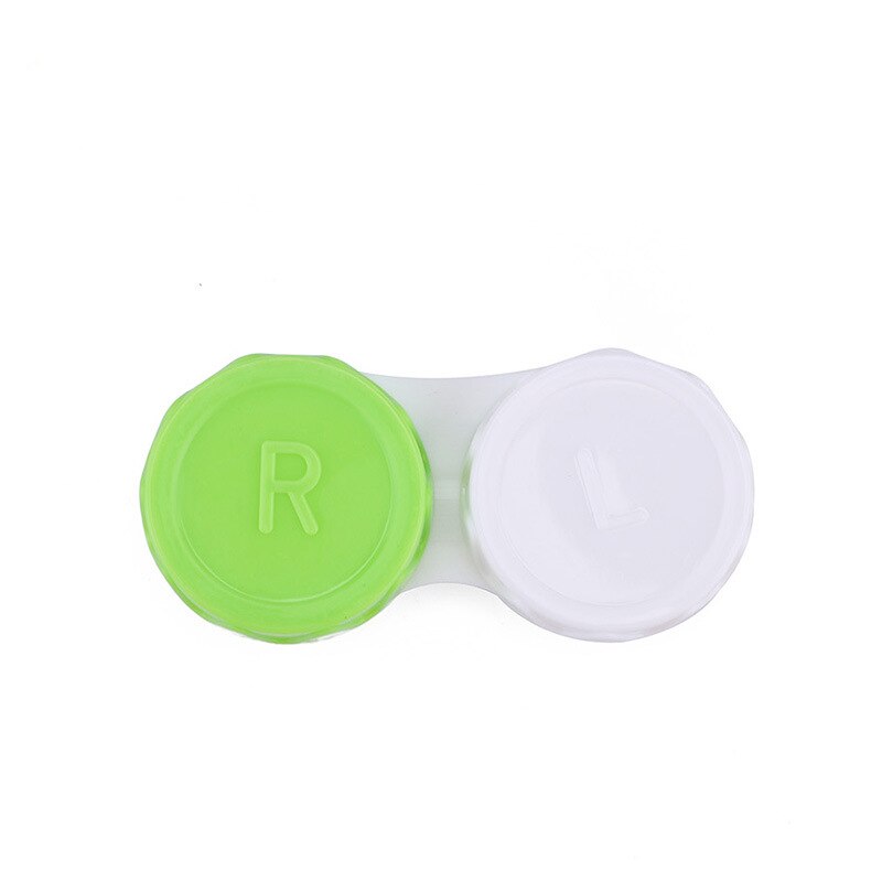 Ihomed 1pc Contact Lens Care Companion Case with Mirror Cute Solid Color Portable Round Box Cosmetic Contact Lenses Storage Case