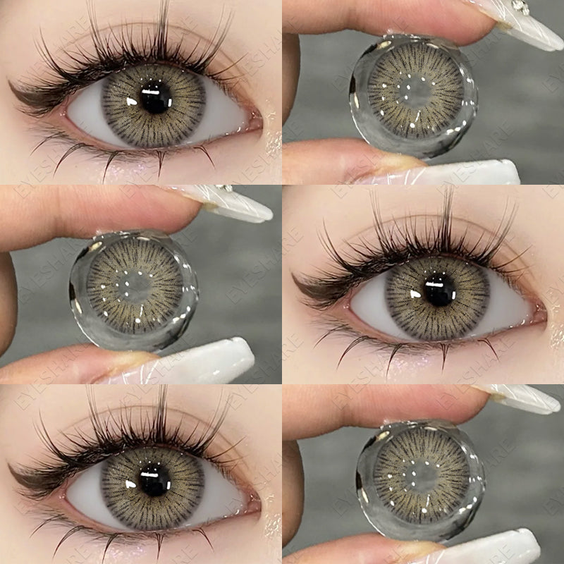 Ihomed 1 Pair Big Eye Korean Lenses Colored Contact Lenses for Eyes Fashion Contact Lenses Yearly Blue Lenses Gray Eye Lenses