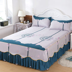 Ihomed 1PC Plaid Bed Sheet Printed Bedding Set Soft Bedspread lace bedding home decor Single Queen King Size Bedskirt Mattress Cover