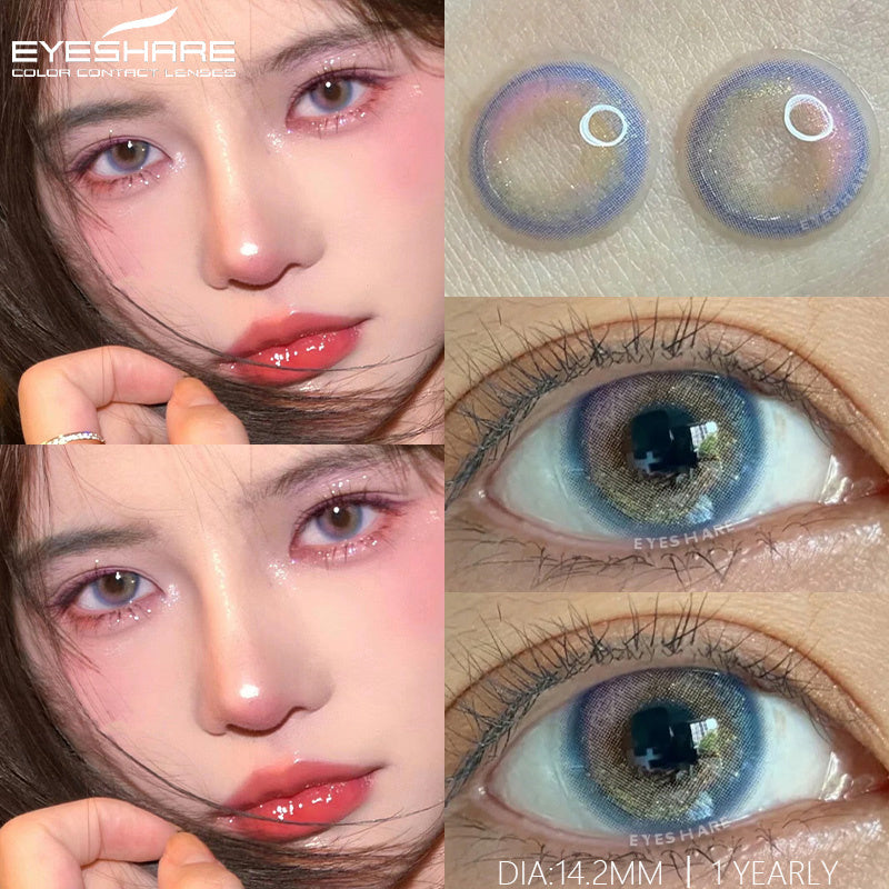 Ihomed 1Pair New Green Colored Contact Lens Gray Eye Lenses Brown Lenses High Quality Yearly Natural Contact Lenses for Eyes