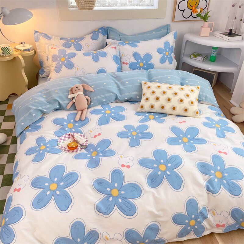 Ihomed 100% High Quality Cotton Bedding Set 3pcs 1 Duvet Cover 2 Pillowcases, 16 Sizes,Customizable