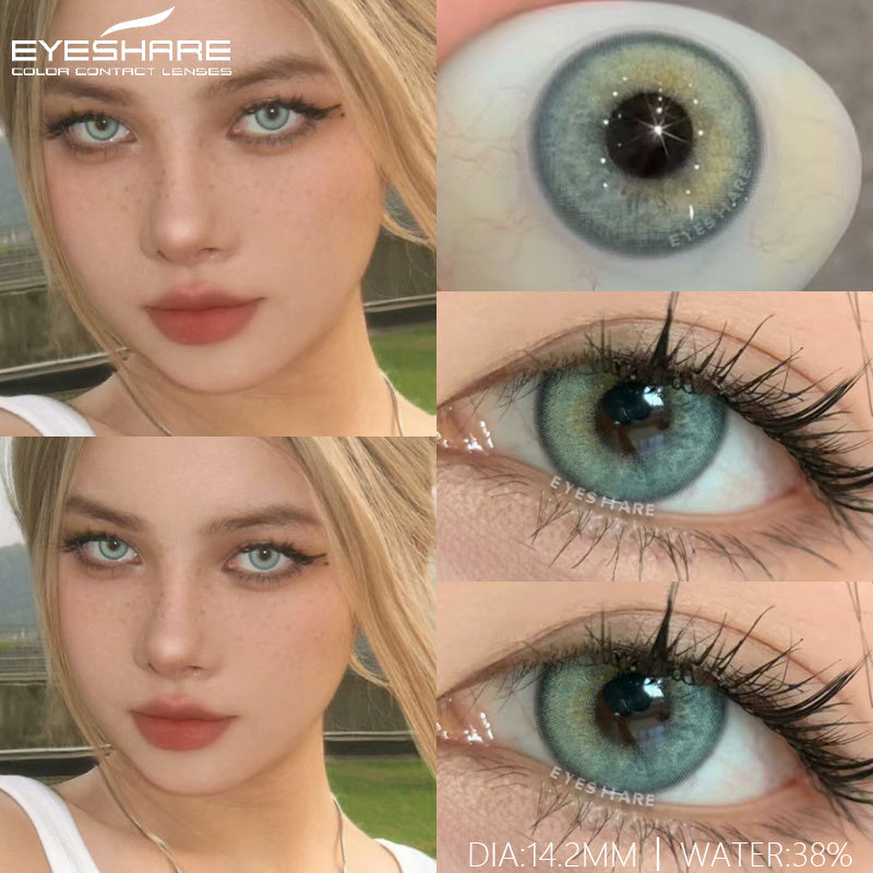 Ihomed  1Pair New Colored Contact Lenses for Eyes Brown Lenses Green Eye Lenses Gray Pupils Yearly Cosmetic Eye Contact Lens