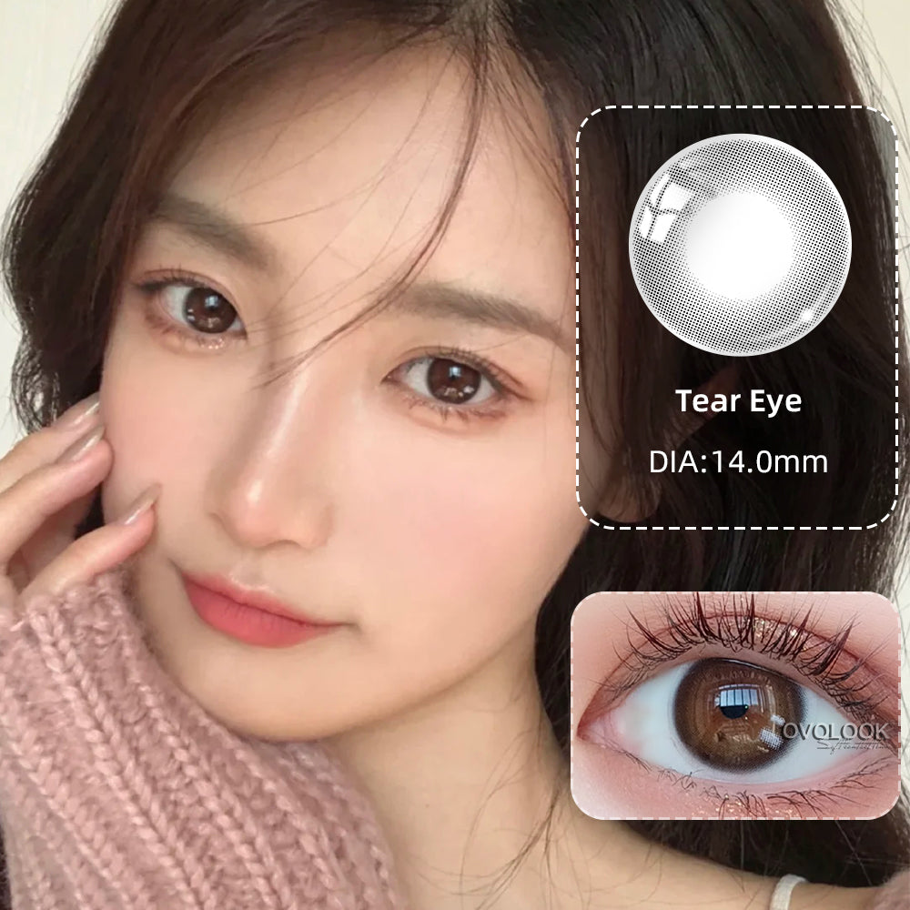 Ihomed 2pcs/pair Natural Pupil Lenses Contact Lenses for Eyes Comic Black Eyes Tear Eye 2 Tone Series Eye Contacts (dia:14mm)