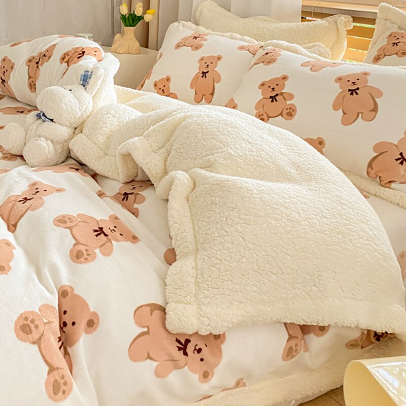 Ihomed Winter thickened lamb fleece blanket air-conditioned nap blanket quilt cover multi-purpose bedding