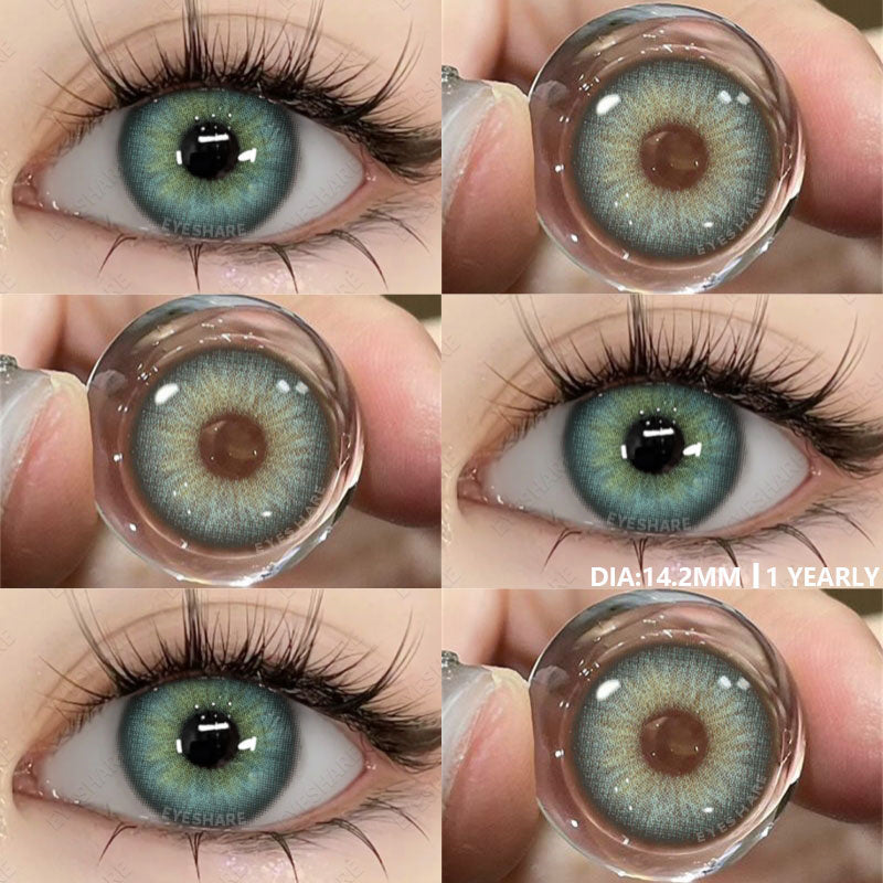 Ihomed Colored Contact Lenses 1pair Natural Eye Lens Blue Eye Lenses Brown Lenses Gray Pupils Yearly Cosmetic Green Contacts