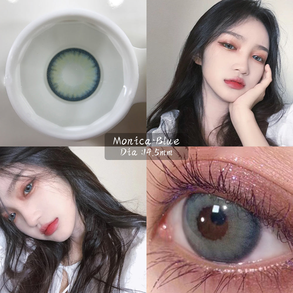 Ihomed 2pcs/pair Natural Lenses 3 Tone Monica Series Contact Lenses Colored Lenses for Eyes Eye Contacts Yearly Use(DIA:14.5mm)