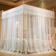 Ihomed 1.5*2 M European Style 4 Corner Post Romantic Princess Lace Canopy Mosquito Net No Frame for Twin Full Queen King Bed Netting Bedding