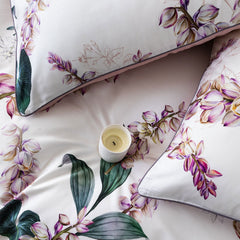 Ihomed Nordic Pastoral Purple Flowers White Duvet Cover Set Egyptian Cotton Queen King Size Bedding Fitted Sheet Pillowcases