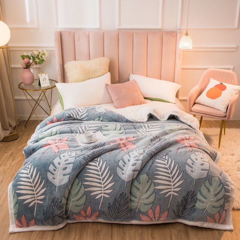 Ihomed 220x230cm 220x240cm Thicken Warm Winter Duvet Cover Lovely Flower Animal Printed Fleece Quilt Cover 1pc Bedding Comforter Case