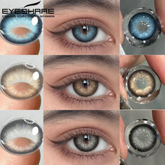 Ihomed 1 Pair Colored Contact Lenses for Eyes Beautiful Pupil Blue Contact Lenses Gray Lenses Yearly Use Cosmetic Eye Lenses