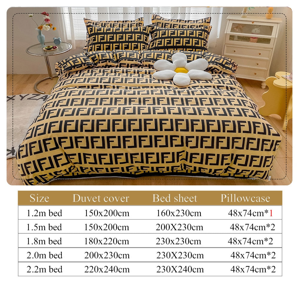 Ihomed 3/4pcs Duvet Cover Set Queen Size Geometric Bedding Ser for Kids Boys and Girls Polyester Print Quilt Cover Bed Soft Reversible