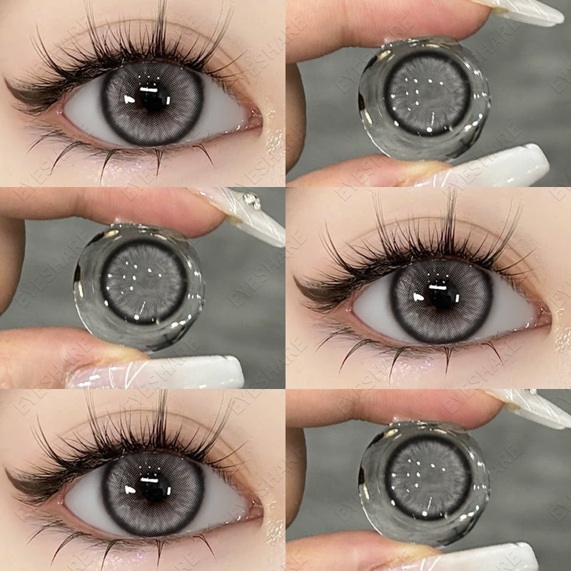 Ihomed 1 Pair Big Eye Korean Lenses Colored Contact Lenses for Eyes Fashion Contact Lenses Yearly Blue Lenses Gray Eye Lenses