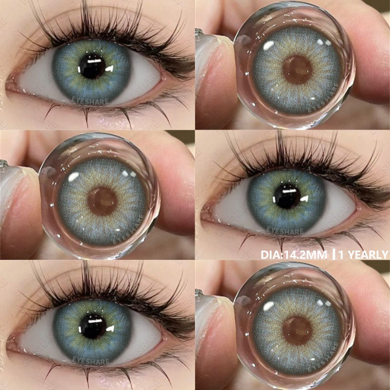 Ihomed Colored Contact Lenses 1pair Natural Eye Lens Blue Eye Lenses Brown Lenses Gray Pupils Yearly Cosmetic Green Contacts