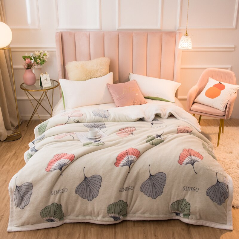 Ihomed 220x230cm 220x240cm Thicken Warm Winter Duvet Cover Lovely Flower Animal Printed Fleece Quilt Cover 1pc Bedding Comforter Case