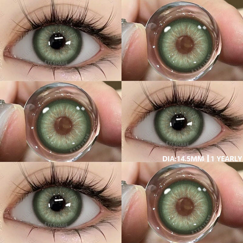 Ihomed Colored Contact Lenses 1pair Natural Eye Lens Blue Eye Lenses Brown Lenses Gray Pupils Yearly Cosmetic Green Contacts