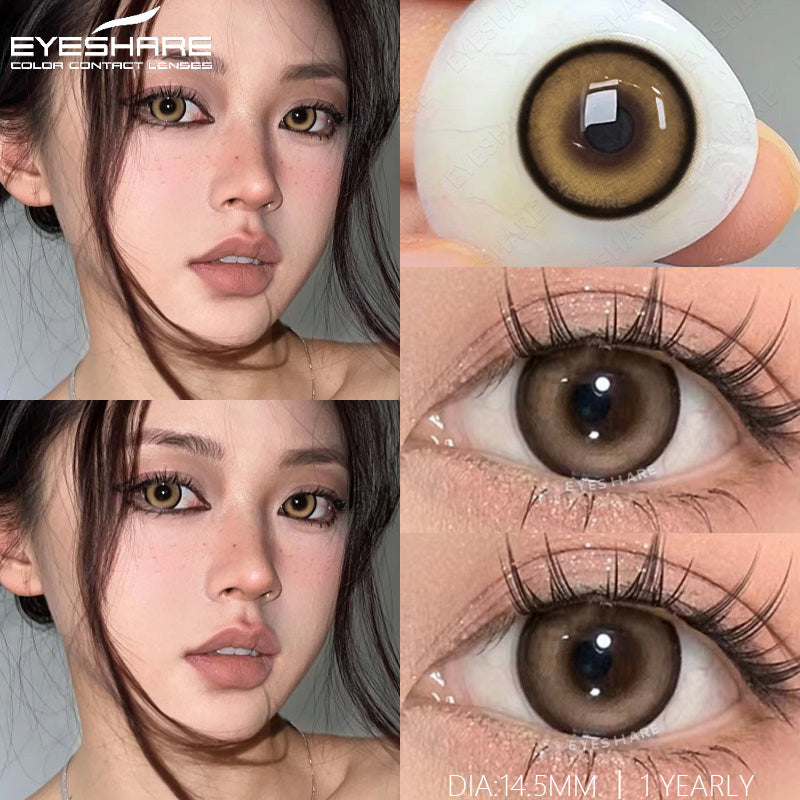 Ihomed 1Pair New Green Colored Contact Lens Gray Eye Lenses Brown Lenses High Quality Yearly Natural Contact Lenses for Eyes