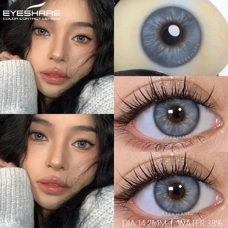 Ihomed 1Pair New Green Colored Contact Lens Gray Eye Lenses Brown Lenses High Quality Yearly Natural Contact Lenses for Eyes