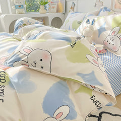 Ihomed Cartoon Style Printed Bedding Sets King Queen Full Sizes Comforter Sets Duvet Cover Bed Flat Sheet Pillowcases for Child Girls