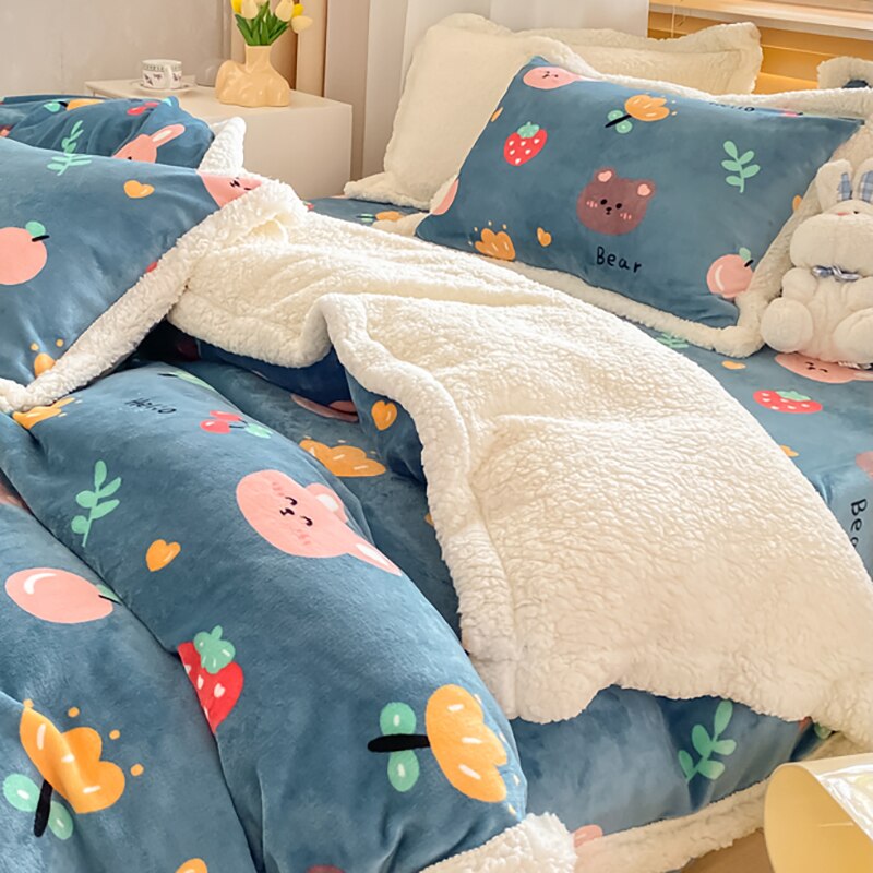 Ihomed Winter thickened lamb fleece blanket air-conditioned nap blanket quilt cover multi-purpose bedding