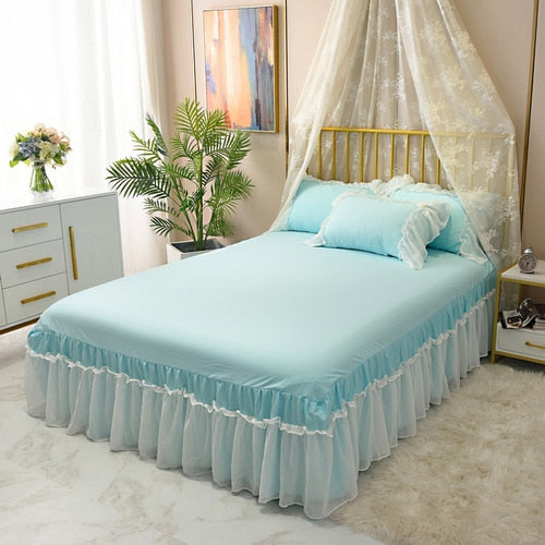 Ihomed Brief White Bedspreads Queen 100% Cotton Ruffle Lace King Size Bed Cover Princess Bed Cover Bedroom Bedding