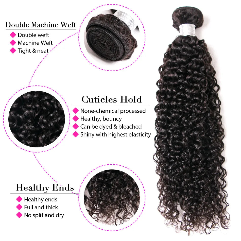 Ihomed 12A Peruvian Kinky Curly Bundles With Closure 3 Bundles With Closure Unprocessed Virgin Human Hair Curly Bundles With Frontal