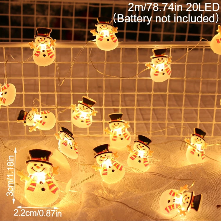 Ihomed 2M 20LED Santa Claus Snowman Elk Garland Lights String Christmas Decorations for Home 2024 Xmas Tree Ornaments Navidad New Year