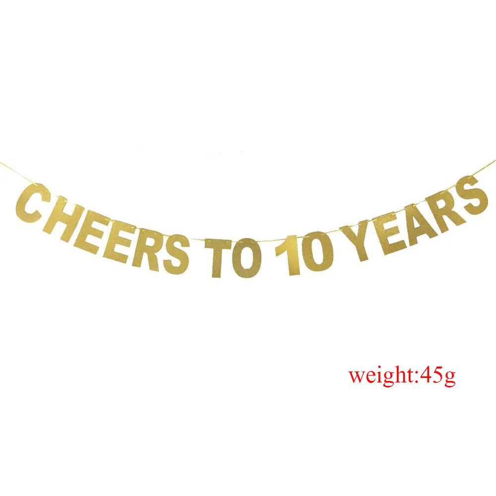 Ihomed 30th Birthday Gold Banner 40 birthday Cheers To 10 20 30 40 50 60 70 80 Years Letter Flag Anniversary Birthday Party Decoration