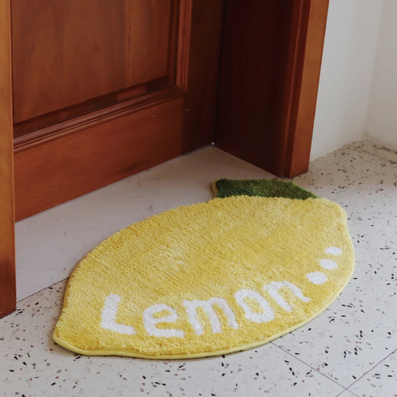 Ihomed Tufting Fruit Bathmat Soft Cute Avocado Lemon Bathroom Tub Side Carpet Pad Anti-slip Rug Funny Kawaii Home Room Nursery Decor