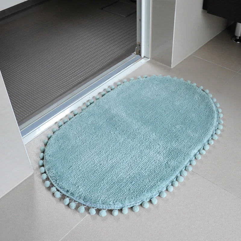 Ihomed Oval Rug Nordic Soft Door Mat Rugs Pet Activity Play Area Carpet Home Living Room Bathroom Bedroom Decor Photography Accessories