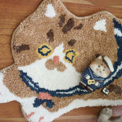 Ihomed Soft Cat Bathmat Fluffy Flocking Bathroom Rug Bedside Carpet Function Entrance Floor Mat Anti Slip Pad Home Kids Room Decor