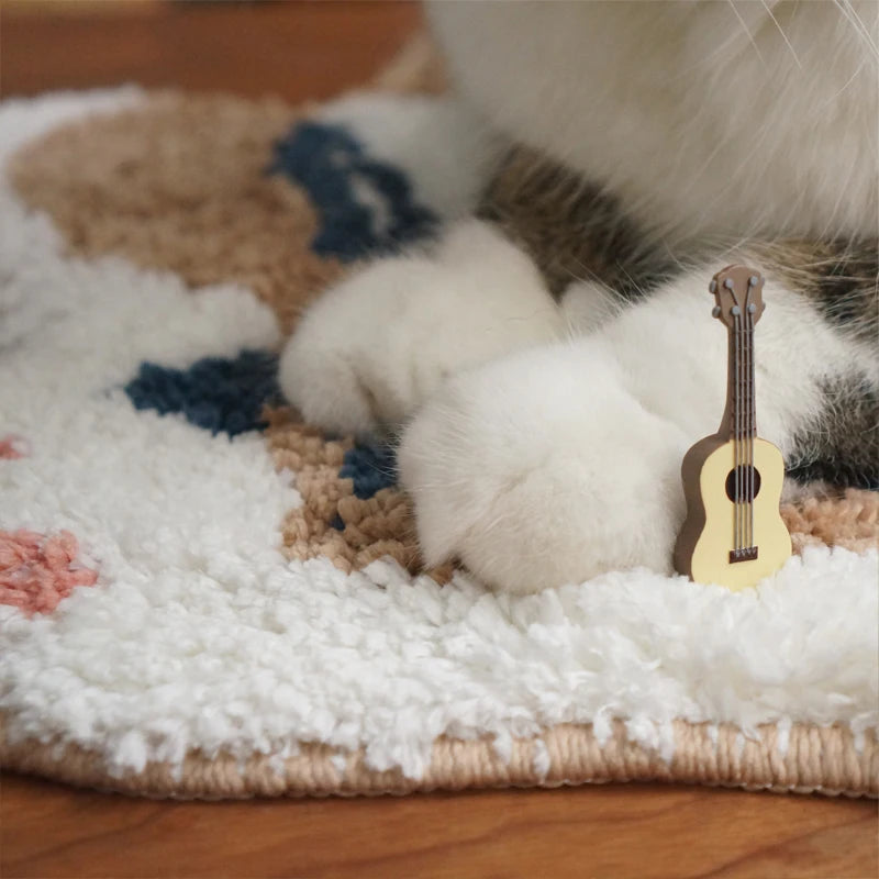 Ihomed Soft Cat Bathmat Fluffy Flocking Bathroom Rug Bedside Carpet Function Entrance Floor Mat Anti Slip Pad Home Kids Room Decor