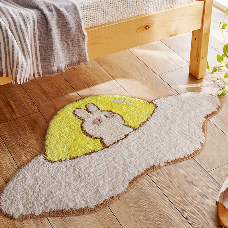 Ihomed Egg Shape UFO Mat Nordic Funny Fluffy Bathroom Carpet Area Rug Bath Room Floor Anti Slip Pad Bathmat Doormat Home Office Decor