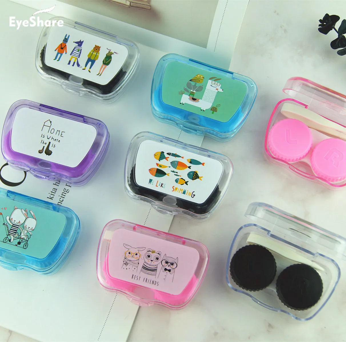 Ihomed Lens Case with Stick Mirror Set Contact Lens Partner Container Storage Holder