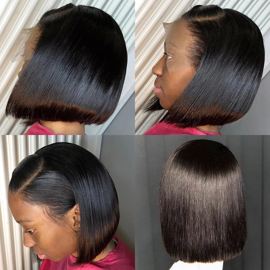 Ihomed Glueless Wigs Human Hair Ready To Wear Straight Bob Wig Perruques Cheveux Humains Pre Plucked With Baby Hair Frontal Wigs 180%