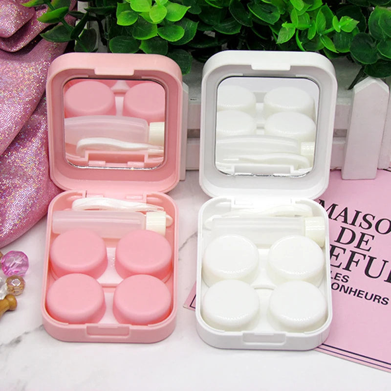 Ihomed Strawberry Contact Lens Case with Stick Mirror Set Contact Lens Partner Container Storage Holder Random color