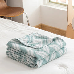 Ihomed Thread Gauze Towel Spring Blanket 100% Cotton Geometric Summer Quilt Fashion Adult Sleeping Cover Bedspread 150x200cm