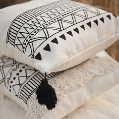 Ihomed Tufting Pillow Case Geometric Pillowcase Nordic Cotton Macrame Back Pillow Cushion Cover Black White Decorative Hotel Home Decor