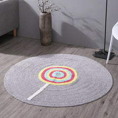 Ihomed Candy Print Rug Nordic Soft Cotton Rugs Baby Rugs Pet Activity Carpet Play Mat Area Carpet Kids Bedroom Nursery Decor Pink Gray