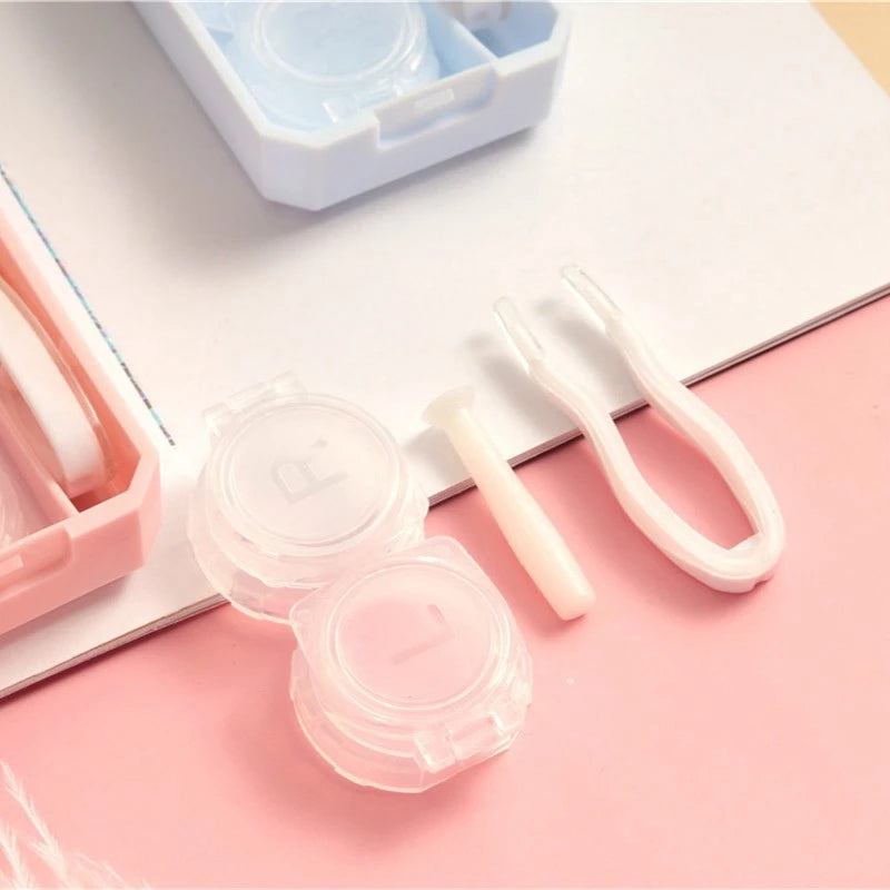 Ihomed Contact lens Case Simple Lens Case with Stick Combination Box Mirror Set