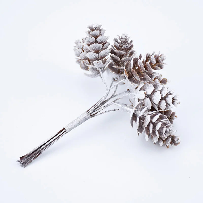 Ihomed 10pcs/Bundle Artificial Plants Fake Pine Cone Decorative Flowers Wreaths Christmas Home Decor Diy Wedding Handmade Pompon