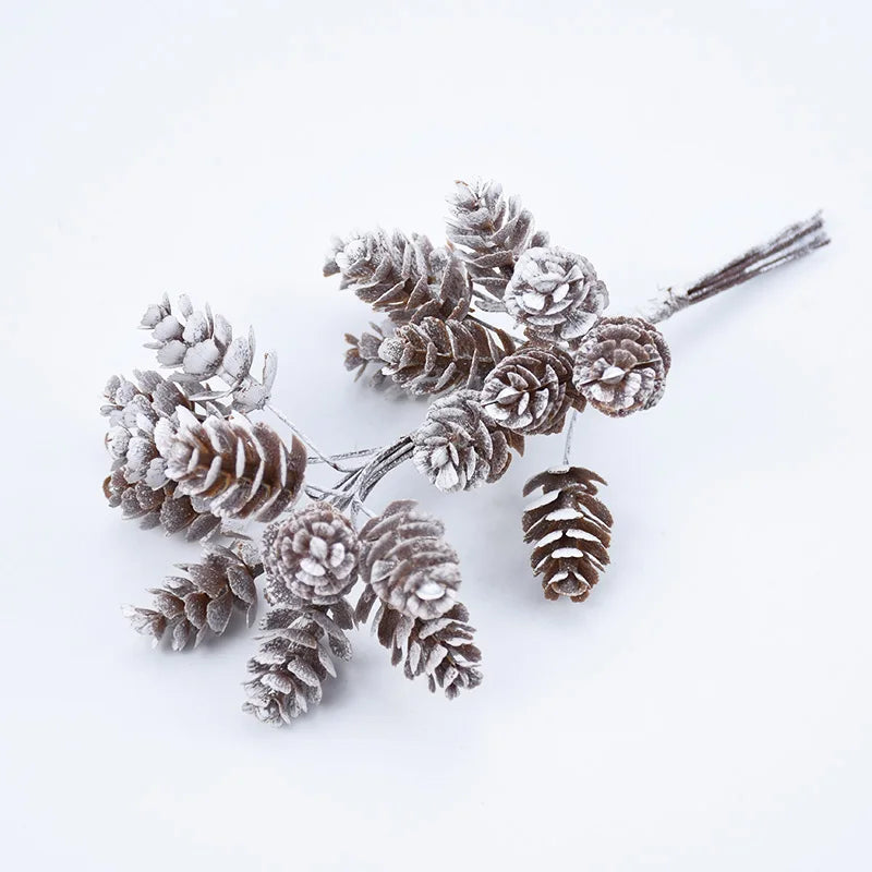 Ihomed 10pcs/Bundle Artificial Plants Fake Pine Cone Decorative Flowers Wreaths Christmas Home Decor Diy Wedding Handmade Pompon