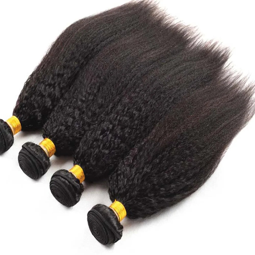 Ihomed 12A Brazilian Yaki Straight Human Hair Weave Bundles Kinky Straight Human Hair Extensions Remy Hair Bundles Tissage Natural