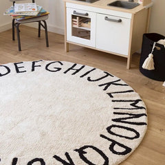 Ihomed Letters Rug Round Cotton Mat Soft Pink Gray Pet Game Play Area Living Room Carpet Kids Bedroom Decor Photography Accessories