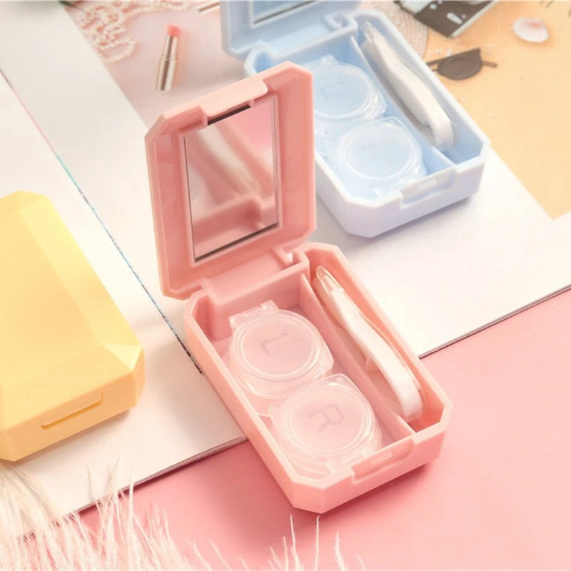 Ihomed Contact lens Case Simple Lens Case with Stick Combination Box Mirror Set