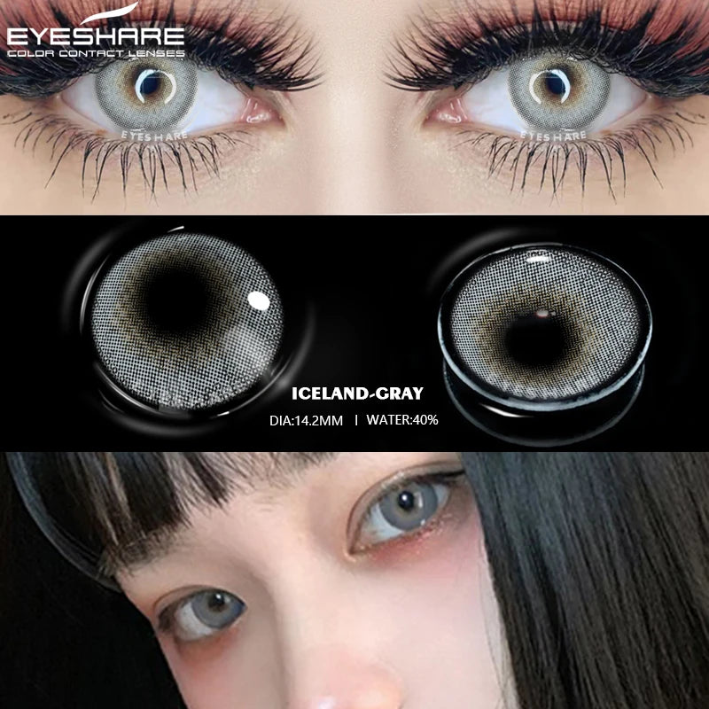 Ihomed 1 Pair Eye Lenses Iceland Coloured 14.2mm Contact Lenses for Eyes Cosmetic Contact Lens Eye Color Beauty Makeup