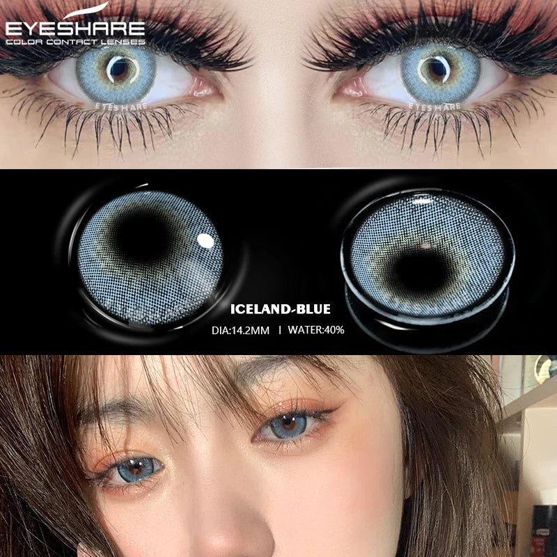 Ihomed 1 Pair Eye Lenses Iceland Coloured 14.2mm Contact Lenses for Eyes Cosmetic Contact Lens Eye Color Beauty Makeup